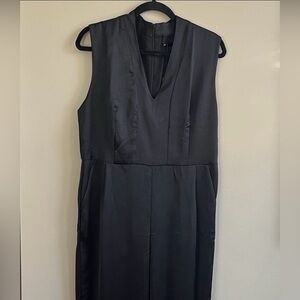 Revolve Krisa sleeveless black satin jumpsuit size large new